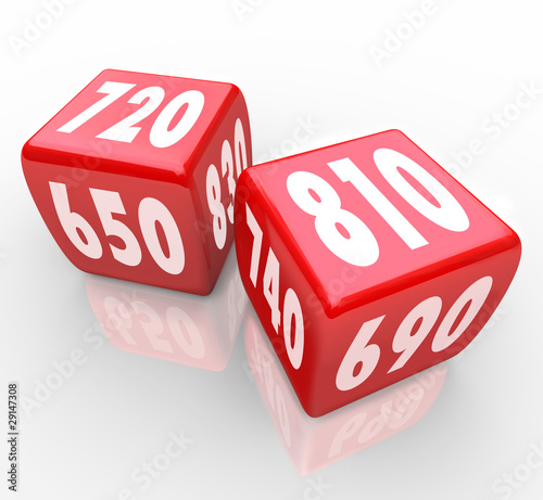 Illustration: Credit Scores on Red Dice Credit Scores on Red Dice