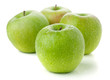 Four ripe green apples