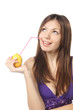 woman drinking fresh lemon juice