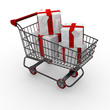 Shopping trolley / cart with gift boxes Shopping trolley / cart with gift boxes