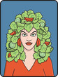 Beautiful woman with salad for hair