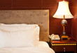 bed with night lamp