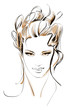 Hand-drawn fashion model. Vector illustration. Woman's face