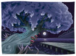 Landscape in the night. Vector illustration, isolated objects