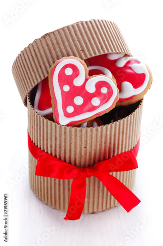 Photo: Heart-shaped biscuits for Valentine's Day in gift box Heart-shaped biscuits for Valentine's Day in gift box