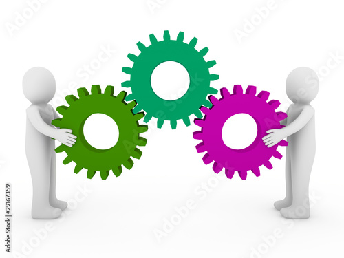 Illustration: 3d human gear purple green 3d human gear purple green