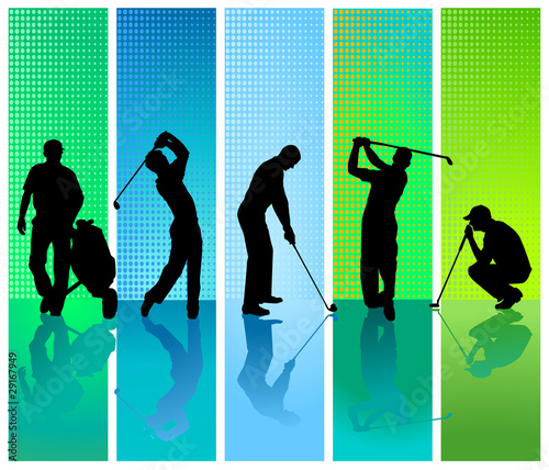 Vector: 5 Golfspieler 5 Golfspieler