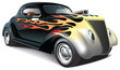 hot rod with flame ornaments