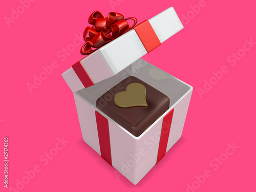 Illustration: squre 3d hard chocolate into gift box squre 3d hard chocolate into gift box