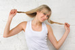 Beautiful girl with long blond hair