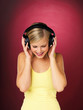 Pretty woman listening to music