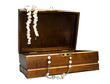 woden box and beads isolated woden box and beads isolated