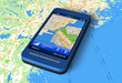 Smartphone with GPS navigator on map Smartphone with GPS navigator on map