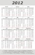 Kalender 2012 - grau - hochkant - deutsch - mit Feiertagen