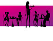 bar restaurant coffee women Illustration vector pink