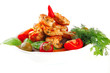 chicken chunks served with tomatoes