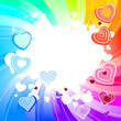 Contour many-coloured hearts on rainbow swirl background Contour many-coloured hearts on rainbow swirl background