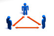 Connection between three people - conceptual picture Connection between three people - conceptual picture