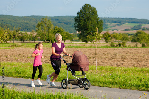 Photo: Family sport - jogging with baby stroller Family sport - jogging with baby stroller