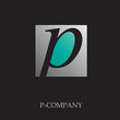 Logo initial letter P on black background # Vector