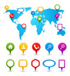 Collection of colorful GPS icons and elements on world map Collection of colorful GPS icons and elements on world map