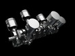 Foto: Motion V6 piston isolated on black background Motion V6 piston isolated on black background