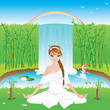 Woman practicing yoga outdoors