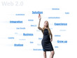 Web 2.0 Girl. Words cloud, pressing the SOLUTION. Web 2.0 Girl. Words cloud, pressing the SOLUTION.