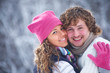 happy  young couple in winter