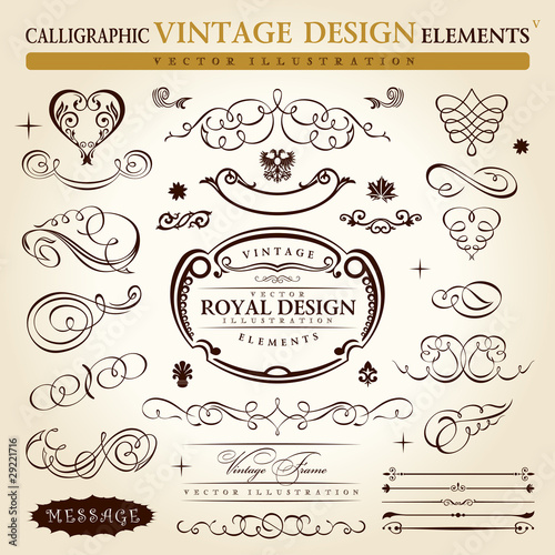 Vector: calligraphic elements vintage ornament set. Vector frame ornamen calligraphic elements vintage ornament set. Vector frame ornamen