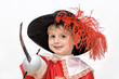 Boy with carnival costume . Little fighting musketeer.