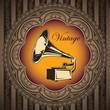 Vintage banner with old gramophone.