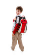 Students with backpack isolated on white background