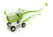 Green bio shopping kart flower leaves plant caddy