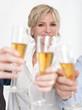 Business woman toasting