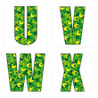 Alphabet lettres U V W X écologie feuille jardin végétation