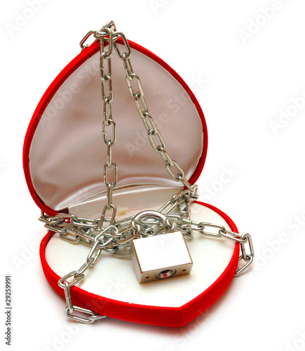 Photo: love locked heart shape with chains love locked heart shape with chains