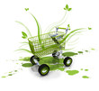 Green leaves shopping kart flowers leaves caddy