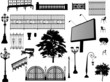set of park elements on white