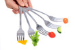 Vegetables on the forks.