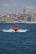 Tag boat in front of the Istanbul coast Turkey