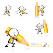 school children writing, educational icon set