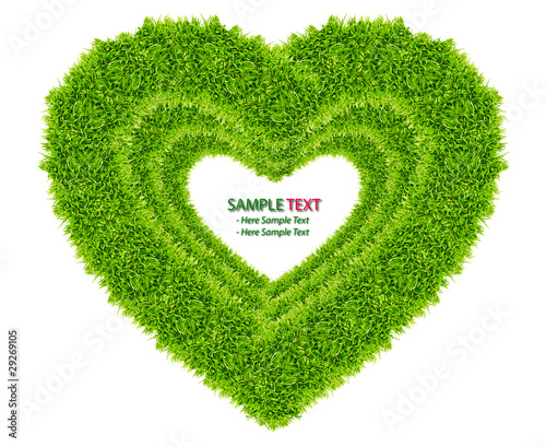 Photo: green grass love heart frame isolated green grass love heart frame isolated