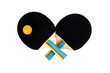 Two table tennis racket and ball on a white background