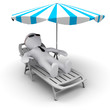 #D man on holidays under sun umbrella