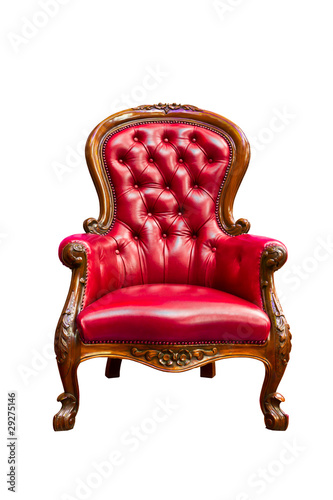 Photo: luxury red leather armchair isolated luxury red leather armchair isolated