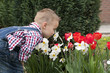 Smelling flowers