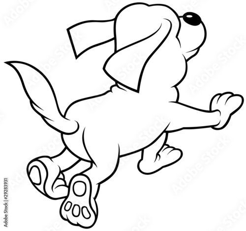 cartoon dog running. Running Dog - Black and White