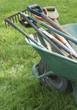 Gardening Tools in wheelbarrow