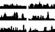 A collage of six different European city silhouettes A collage of six different European city silhouettes